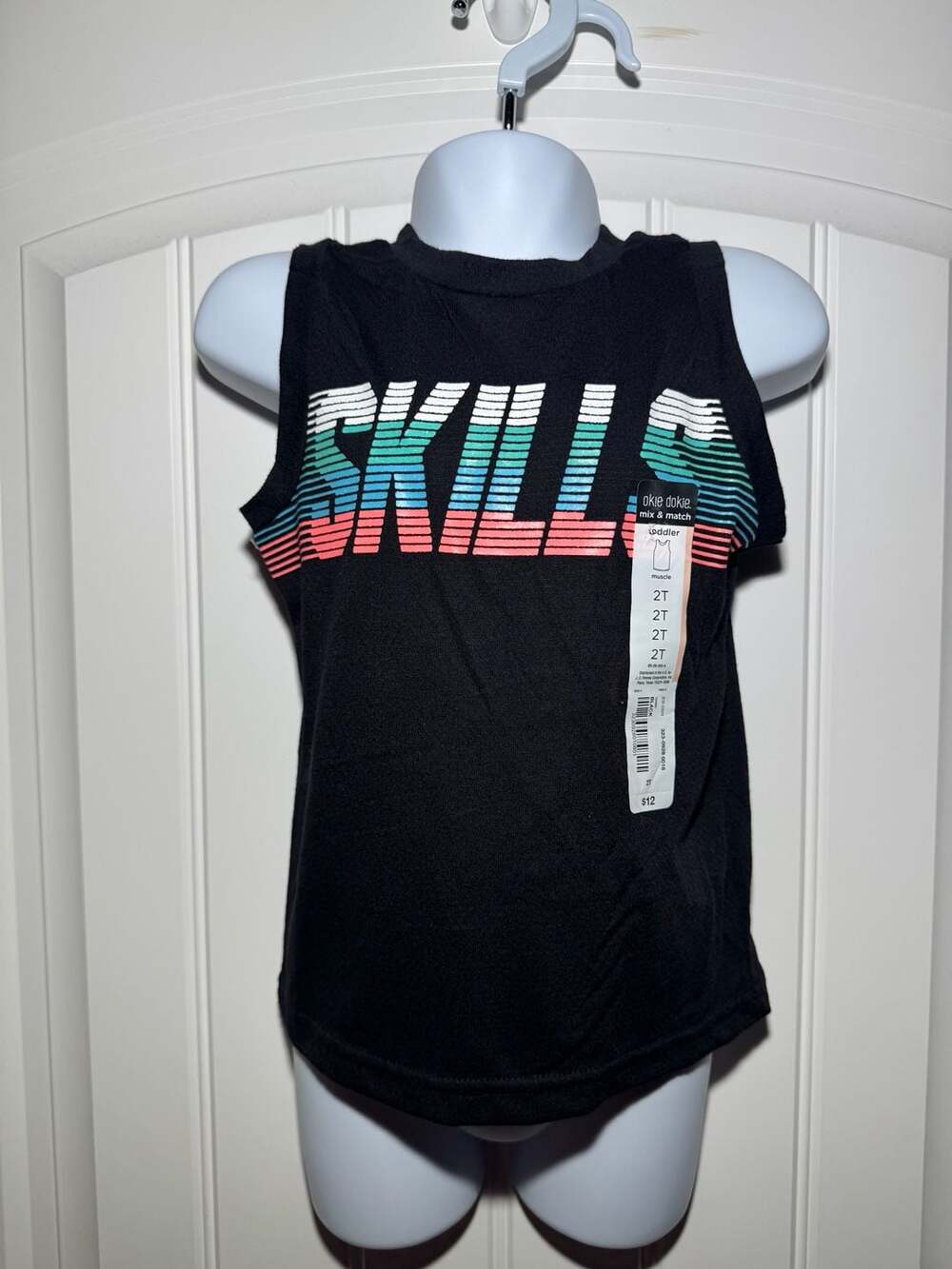 Okie Dokie Muscle Tank Size 2T Black Skills Graphic